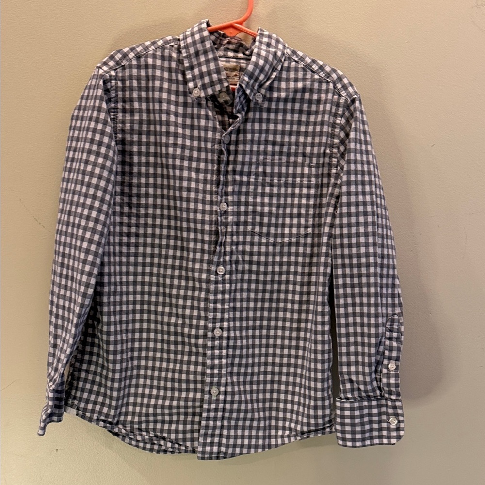 Crewcuts Boy’s Gingham Shirt - Gray and White